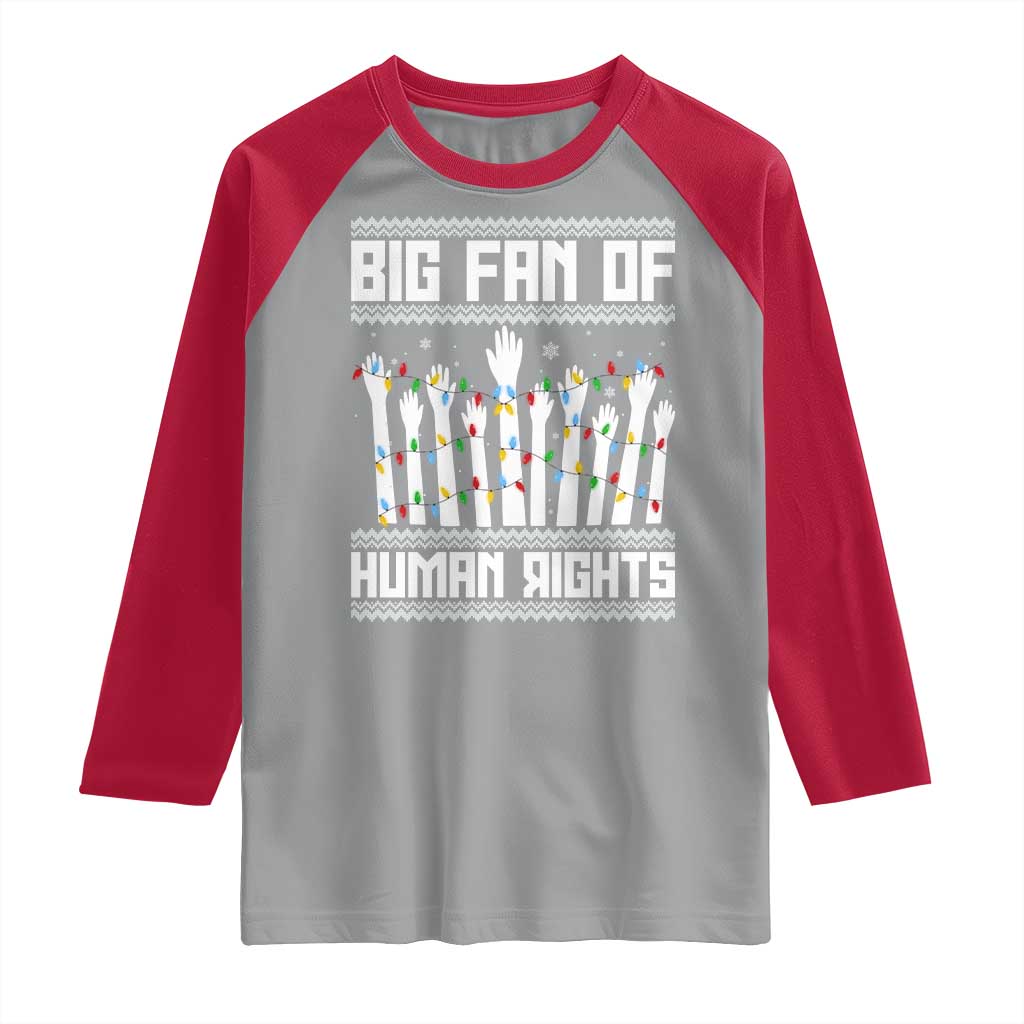 Big Fan Of Human Rights Equality Supporters Raglan Shirt Christmas Gift TS12 Sport Gray Red Print Your Wear
