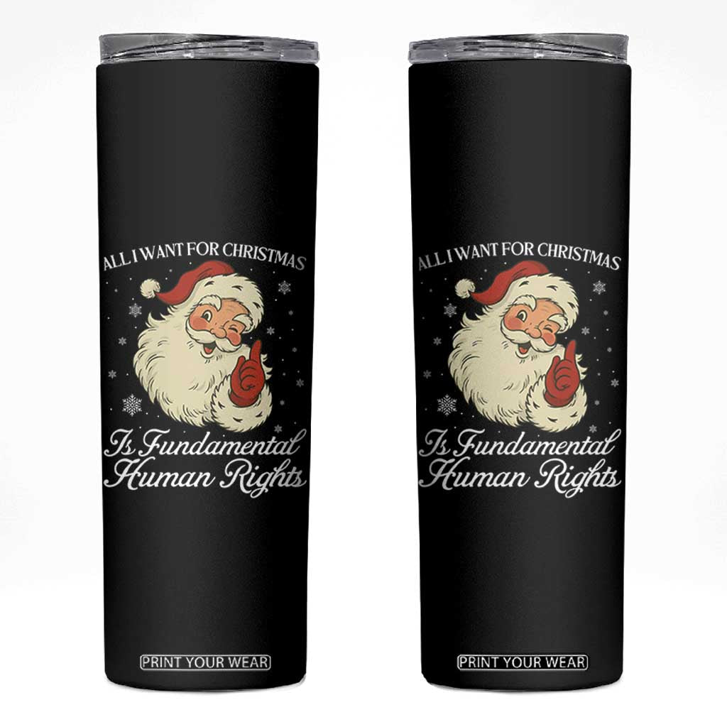 All I Want For Christmas Is Fundamental Human Rights Skinny Tumbler Xmas Supporters Gift - Print Your Wear