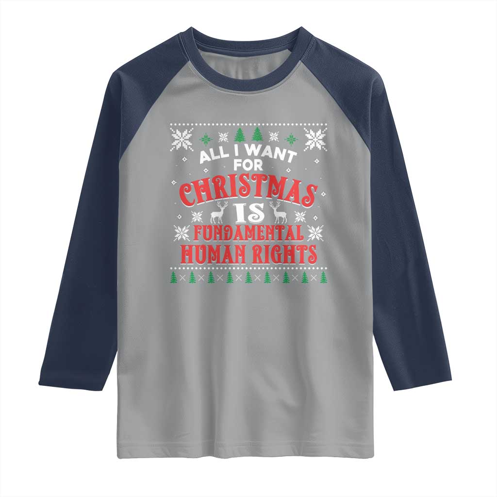 Christmas Gift For Fundamental Human Rights Supporters Raglan Shirt TS12 Sport Gray Navy Print Your Wear