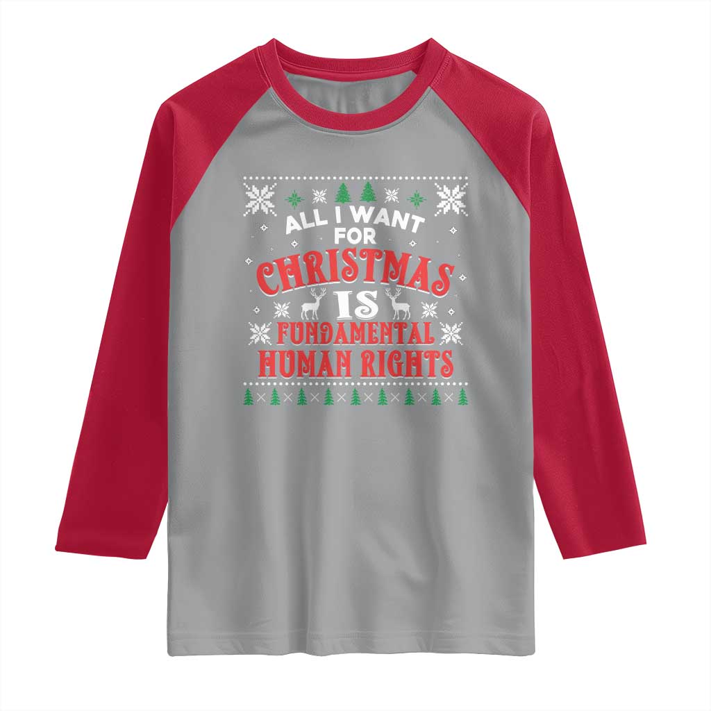 Christmas Gift For Fundamental Human Rights Supporters Raglan Shirt TS12 Sport Gray Red Print Your Wear