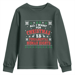 Christmas Gift For Fundamental Human Rights Supporters Youth Sweatshirt TS12 Dark Forest Green Print Your Wear