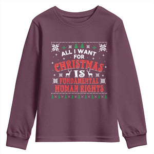 Christmas Gift For Fundamental Human Rights Supporters Youth Sweatshirt TS12 Maroon Print Your Wear
