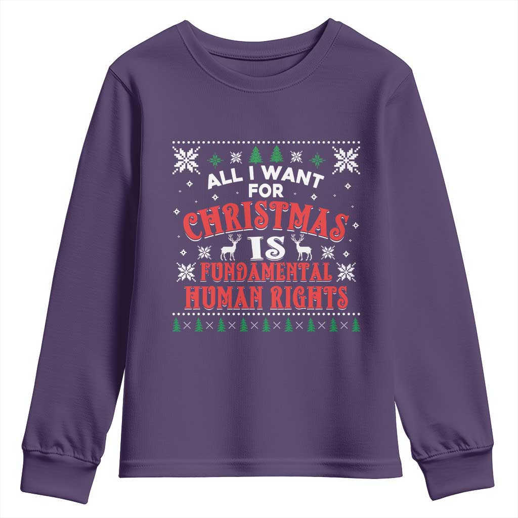 Christmas Gift For Fundamental Human Rights Supporters Youth Sweatshirt TS12 Purple Print Your Wear