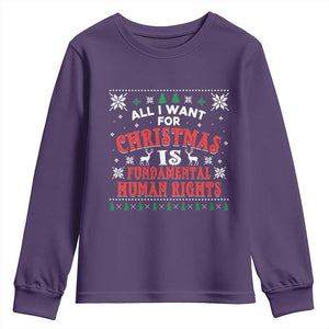 Christmas Gift For Fundamental Human Rights Supporters Youth Sweatshirt TS12 Purple Print Your Wear