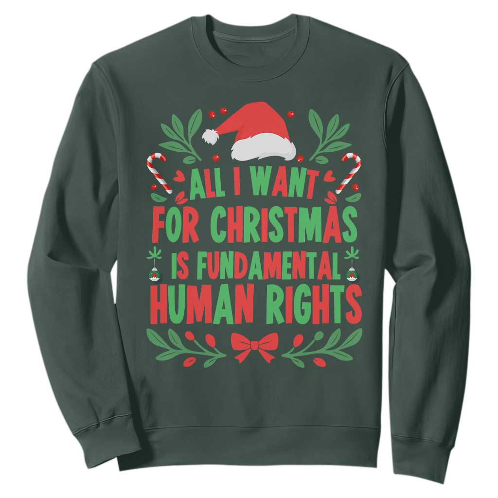 All I Want For Christmas Is Fundamental Human Rights Sweatshirt Pro Democracy Xmas Gift - Print Your Wear