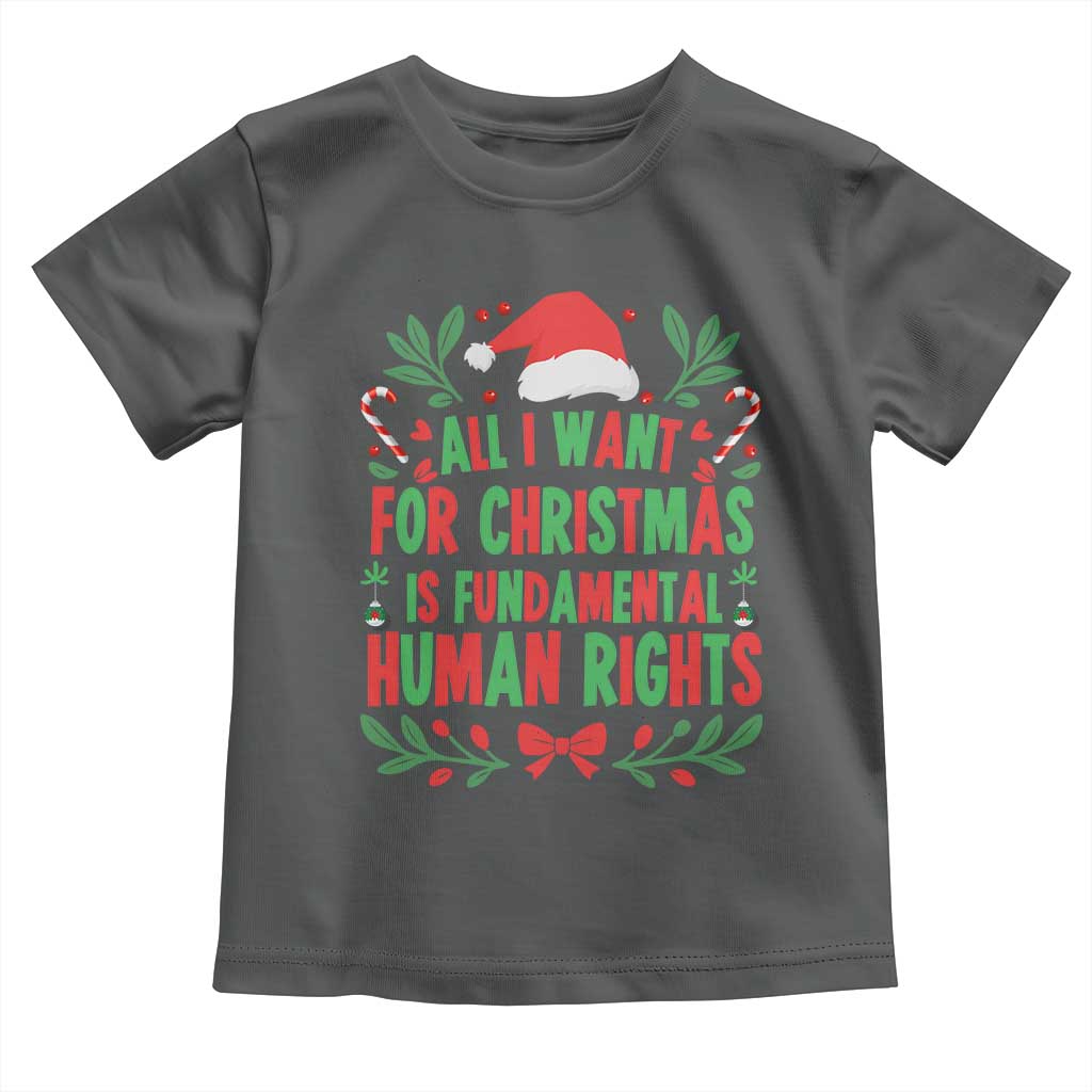 All I Want For Christmas Is Fundamental Human Rights Toddler T Shirt Pro Democracy Xmas Gift TS12 Dark Heather Print Your Wear