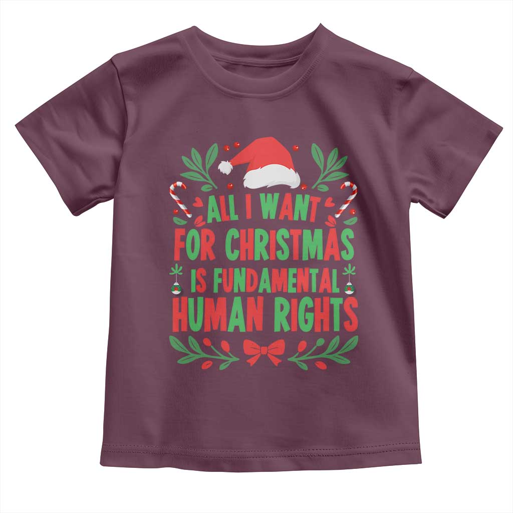 All I Want For Christmas Is Fundamental Human Rights Toddler T Shirt Pro Democracy Xmas Gift TS12 Maroon Print Your Wear