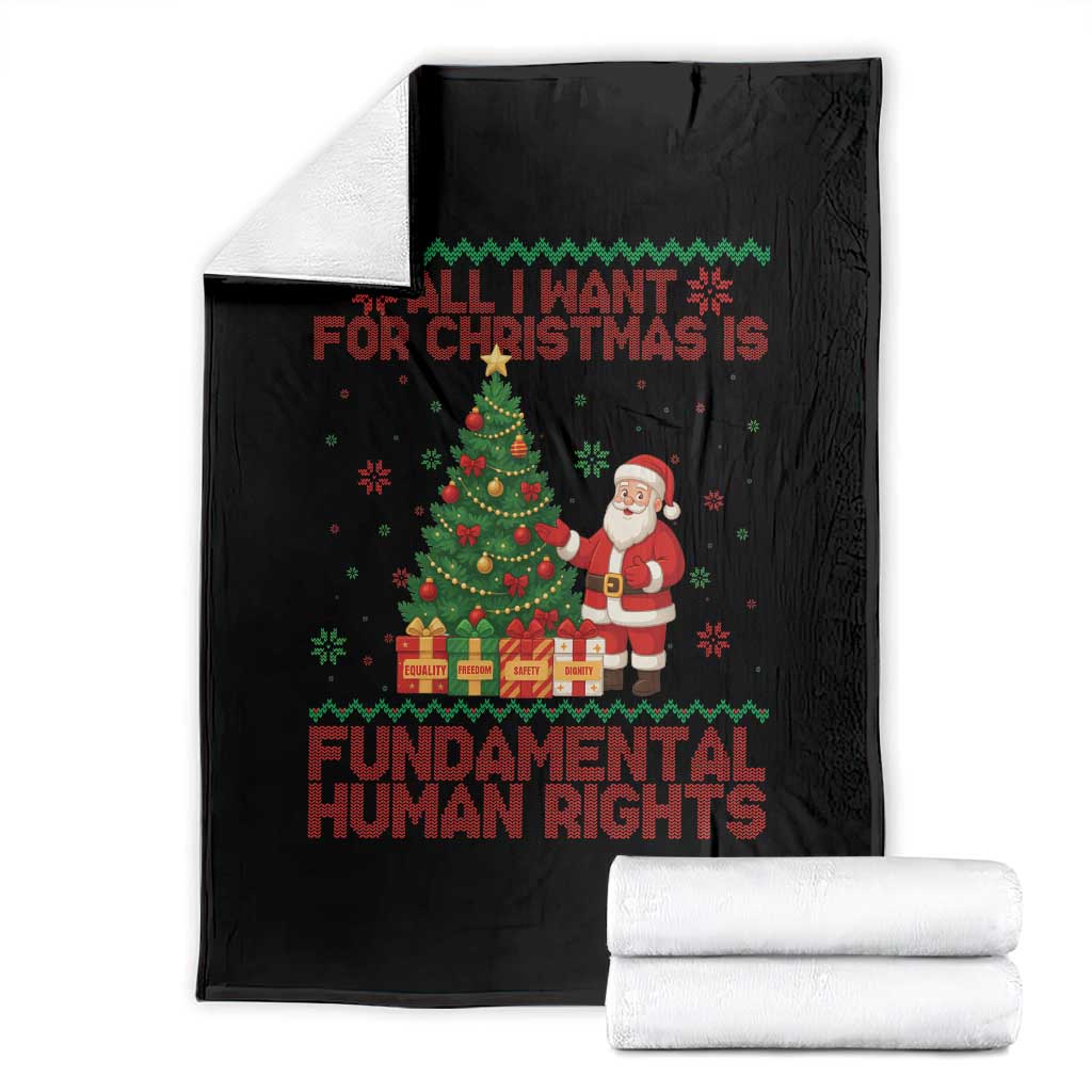 All I Want For Christmas Is Fundamental Human Rights Throw Blanket Equality Activist Gift TS12 Black Print Your Wear