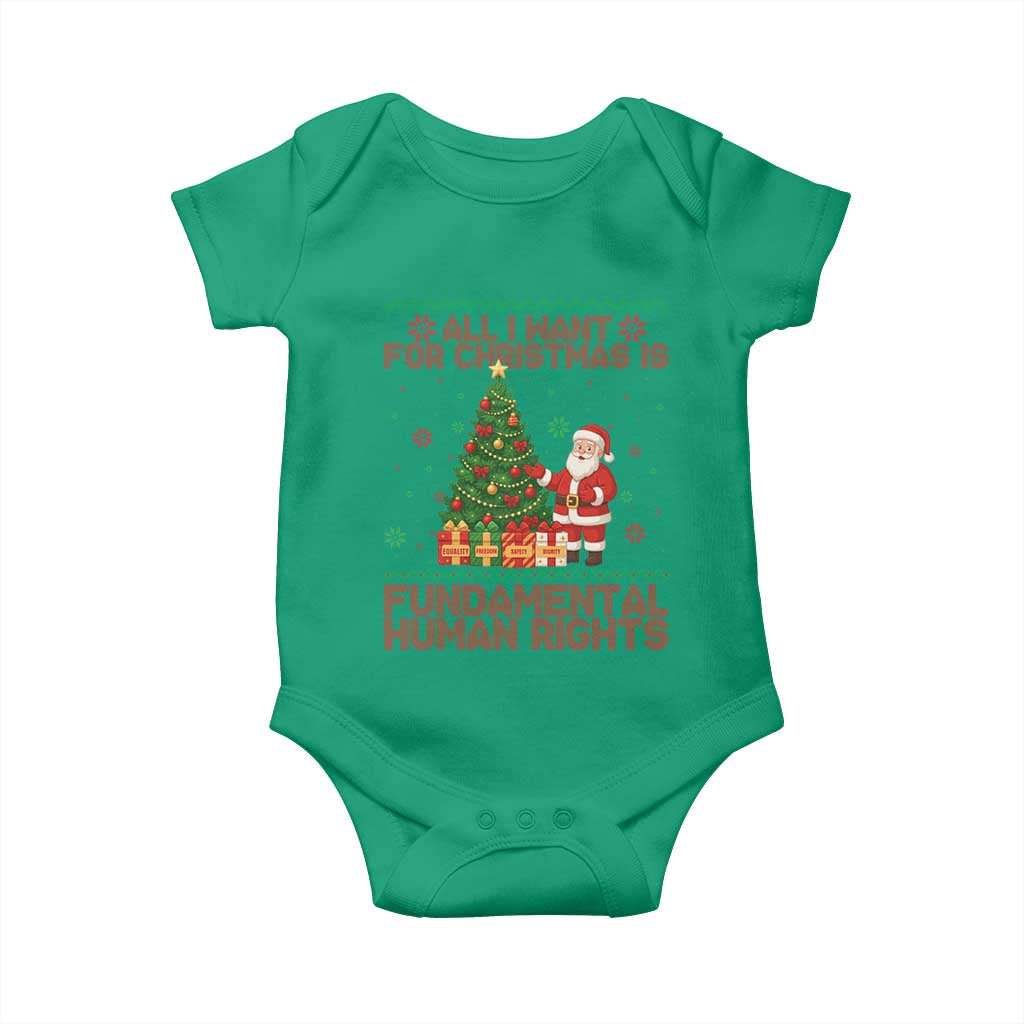 All I Want For Christmas Is Fundamental Human Rights Baby Onesie Equality Activist Gift TS12 Irish Green Print Your Wear
