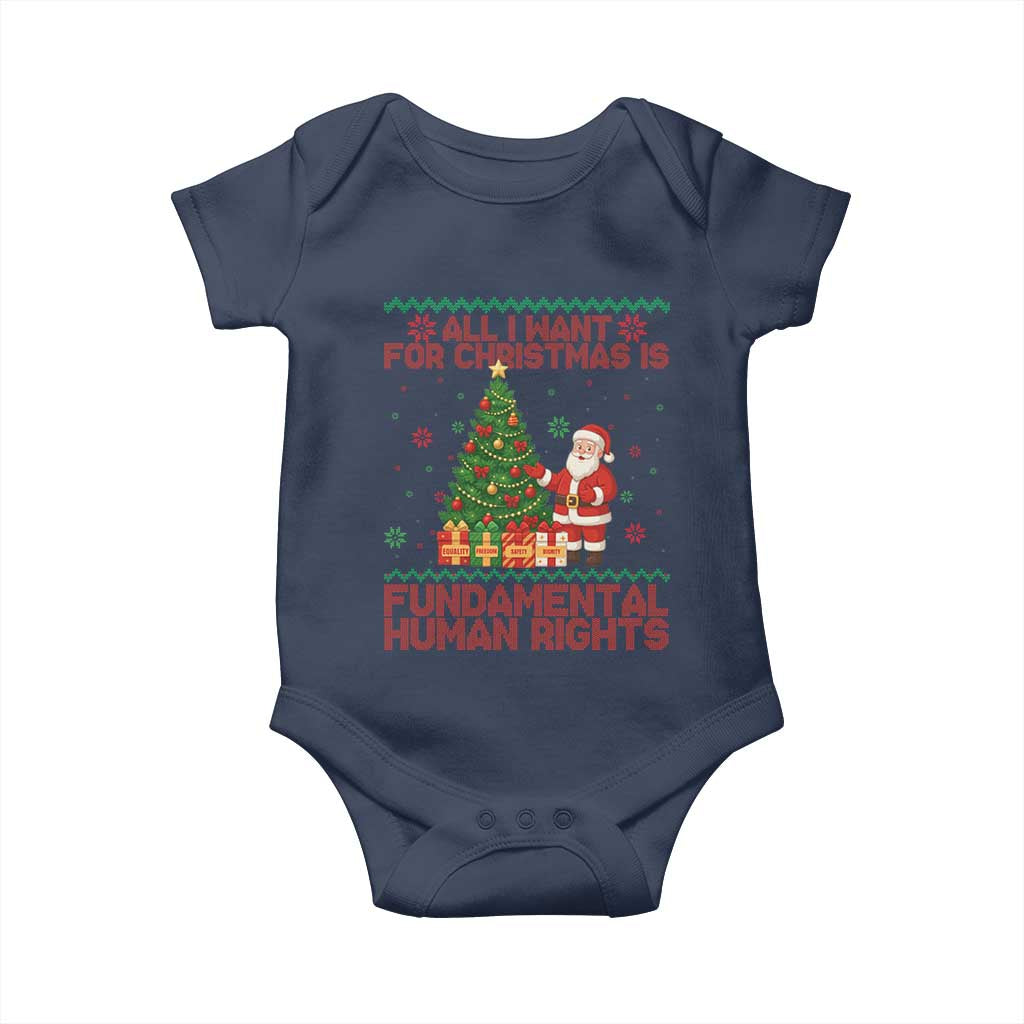All I Want For Christmas Is Fundamental Human Rights Baby Onesie Equality Activist Gift TS12 Navy Print Your Wear
