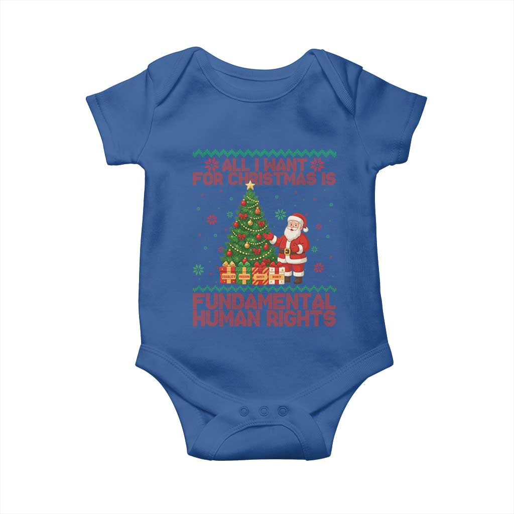 All I Want For Christmas Is Fundamental Human Rights Baby Onesie Equality Activist Gift TS12 Royal Blue Print Your Wear
