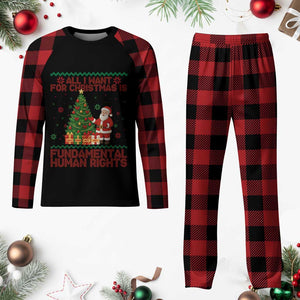 All I Want For Christmas Is Fundamental Human Rights Plaid Pajama Set Equality Activist Gift TS12 Buffalo Plaid Print Your Wear
