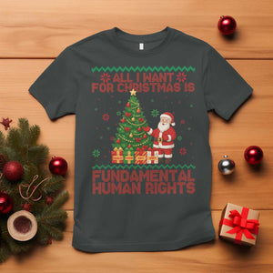 All I Want For Christmas Is Fundamental Human Rights T Shirt Equality Activist Gift TS12 Dark Heather Print Your Wear