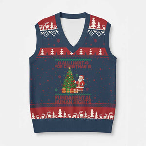 All I Want For Xmas Is Fundamental Human Rights V-Neck Knit Sweater Vest Equality Activist Gift TS12 Navy Red Print Your Wear