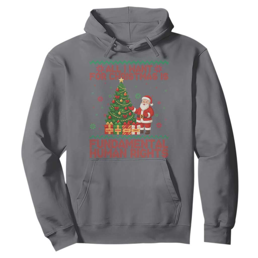 All I Want For Christmas Is Fundamental Human Rights Hoodie Equality Activist Gift TS12 Charcoal Print Your Wear
