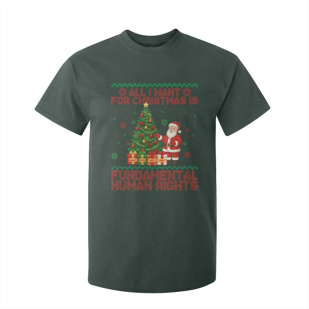 All I Want For Christmas Is Fundamental Human Rights T Shirt For Kid Equality Activist Gift TS12 Dark Forest Green Print Your Wear