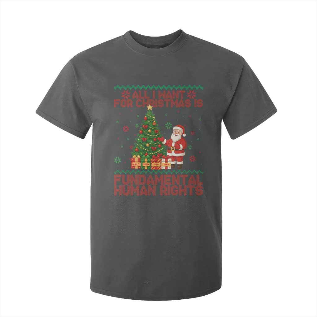 All I Want For Christmas Is Fundamental Human Rights T Shirt For Kid Equality Activist Gift TS12 Dark Heather Print Your Wear