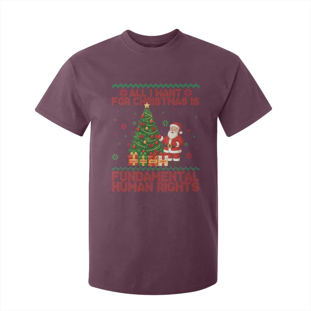 All I Want For Christmas Is Fundamental Human Rights T Shirt For Kid Equality Activist Gift TS12 Maroon Print Your Wear