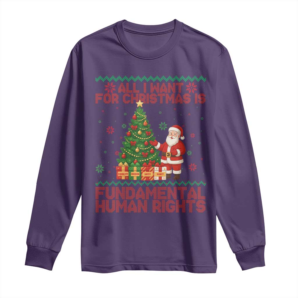 All I Want For Christmas Is Fundamental Human Rights Long Sleeve Shirt Equality Activist Gift TS12 Purple Print Your Wear