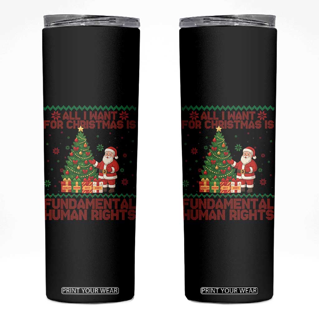 All I Want For Christmas Is Fundamental Human Rights Skinny Tumbler Equality Activist Gift - Print Your Wear