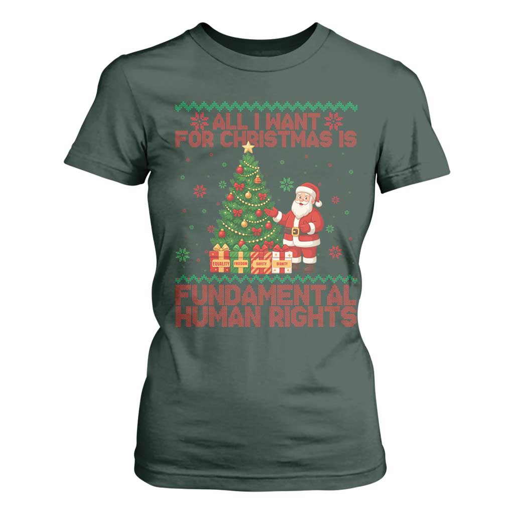 All I Want For Christmas Is Fundamental Human Rights T Shirt For Women Equality Activist Gift - Print Your Wear