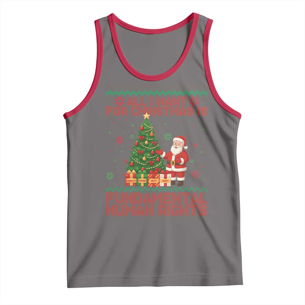 All I Want For Christmas Is Fundamental Human Rights Tank Top Equality Activist Gift TS12 Deep Heather Red Print Your Wear