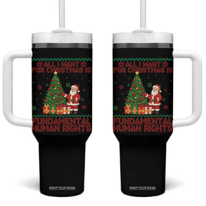 All I Want For Christmas Is Fundamental Human Rights Tumbler With Handle Equality Activist Gift - Print Your Wear