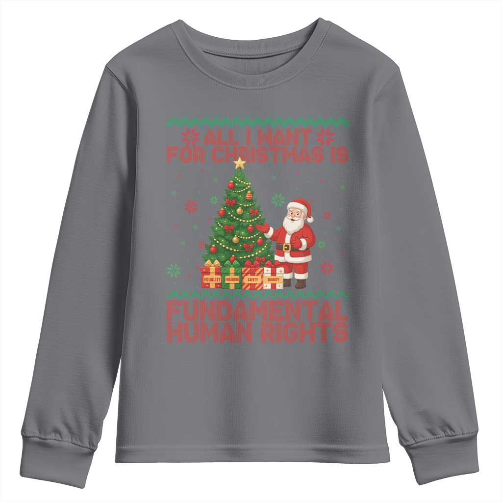 All I Want For Christmas Is Fundamental Human Rights Youth Sweatshirt Equality Activist Gift TS12 Charcoal Print Your Wear