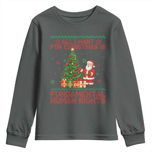 All I Want For Christmas Is Fundamental Human Rights Youth Sweatshirt Equality Activist Gift TS12 Dark Heather Print Your Wear