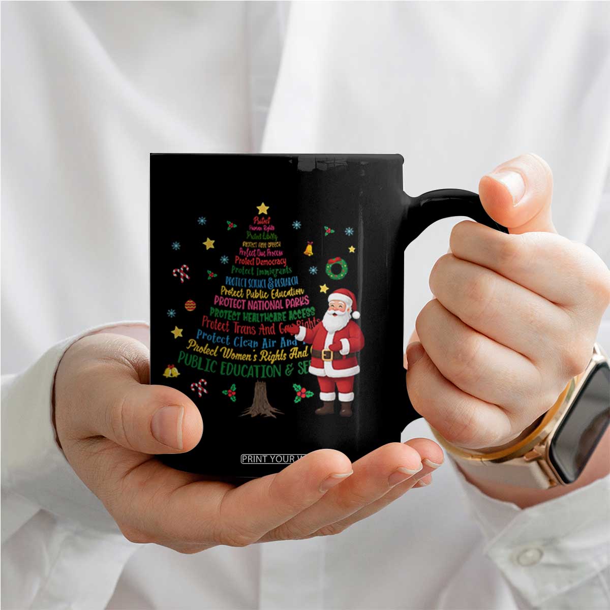Pro Democracy Activist Christmas Tree Coffee Mug Human Rights Xmas Gift TS12 Print Your Wear
