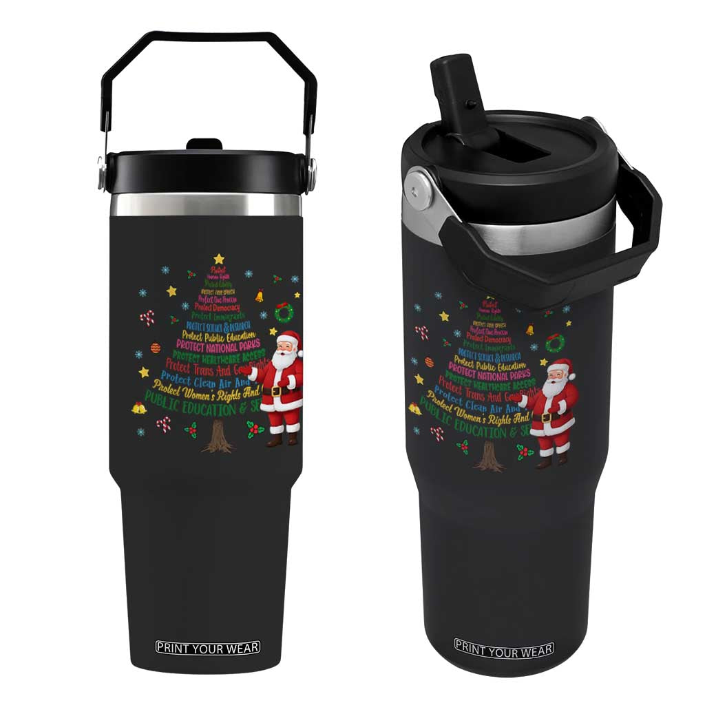 Pro Democracy Activist Christmas Tree Flip Straw Tumbler Human Rights Xmas Gift TS12 One Size: 30 oz Black Print Your Wear