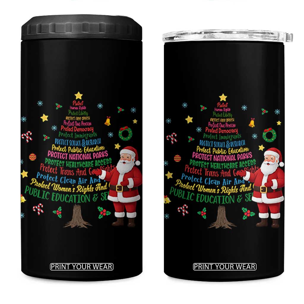 Pro Democracy Activist Christmas Tree 4 in 1 Can Cooler Tumbler Human Rights Xmas Gift TS12 One Size: 16 oz Black Print Your Wear