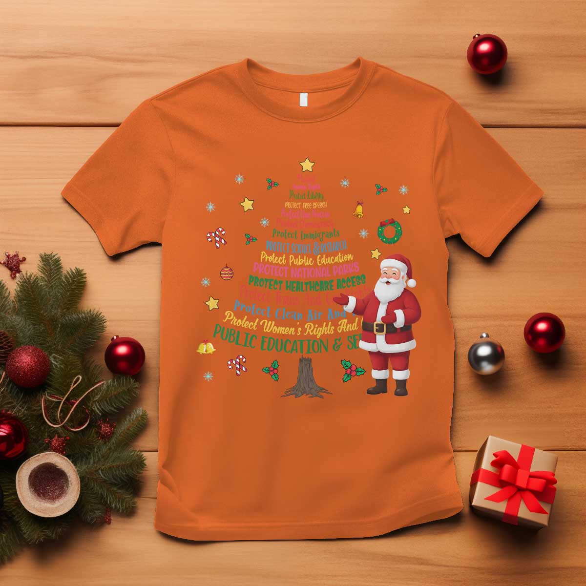 Pro Democracy Activist Christmas Tree T Shirt Human Rights Xmas Gift TS12 Orange Print Your Wear