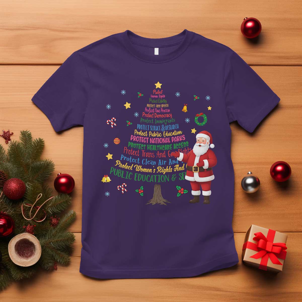 Pro Democracy Activist Christmas Tree T Shirt Human Rights Xmas Gift TS12 Purple Print Your Wear