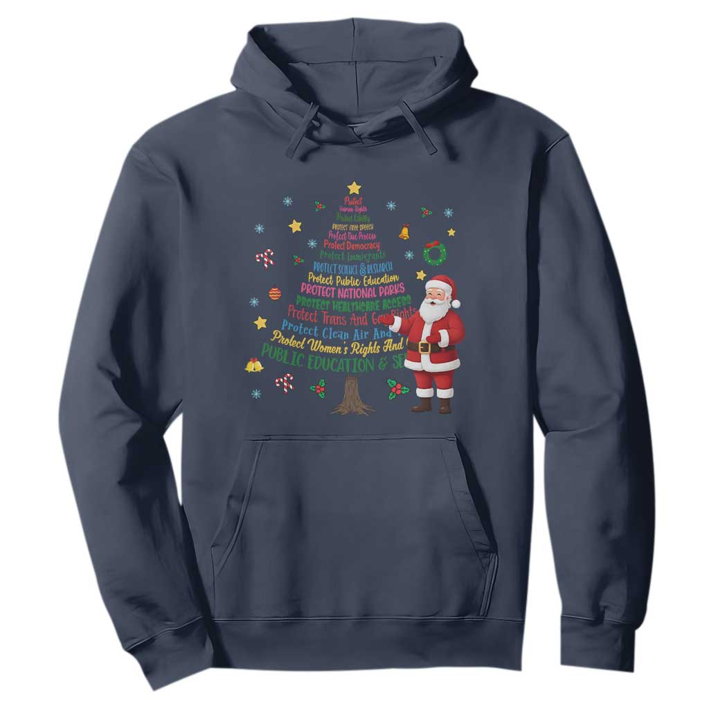 Pro Democracy Activist Christmas Tree Hoodie Human Rights Xmas Gift TS12 Navy Print Your Wear