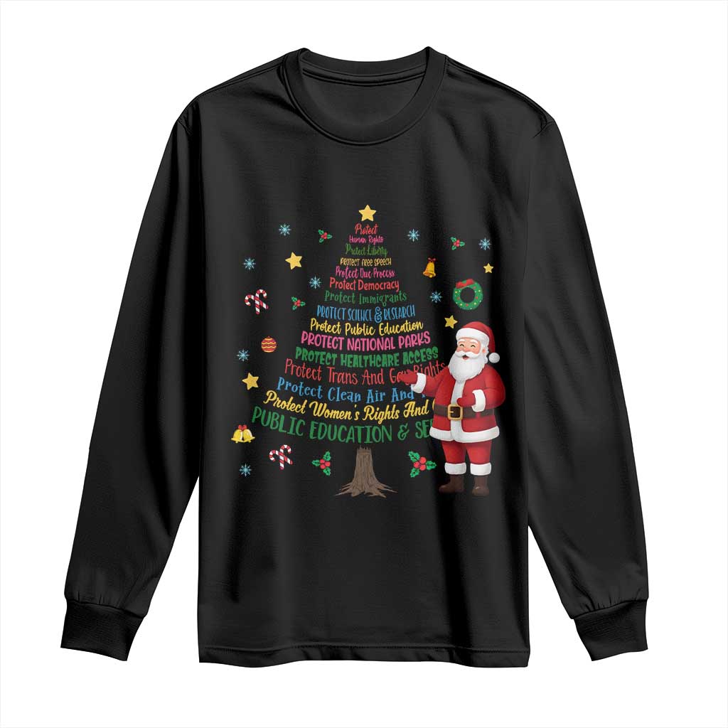 Pro Democracy Activist Christmas Tree Long Sleeve Shirt Human Rights Xmas Gift TS12 Black Print Your Wear