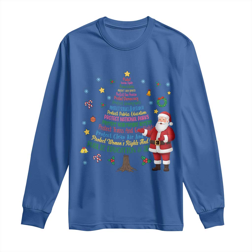 Pro Democracy Activist Christmas Tree Long Sleeve Shirt Human Rights Xmas Gift TS12 Royal Blue Print Your Wear
