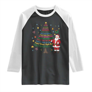 Pro Democracy Activist Christmas Tree Raglan Shirt Human Rights Xmas Gift TS12 Black White Print Your Wear