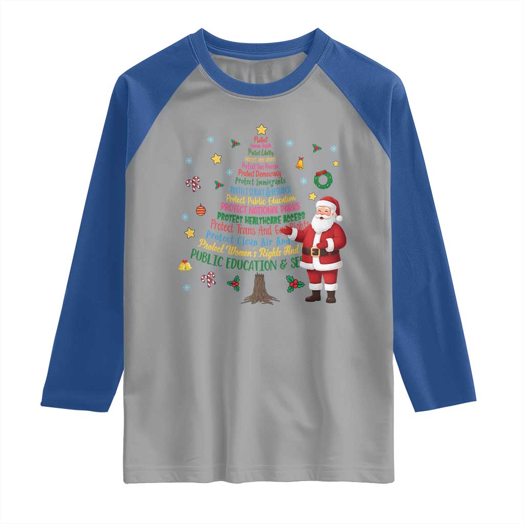 Pro Democracy Activist Christmas Tree Raglan Shirt Human Rights Xmas Gift TS12 Sport Gray Royal Print Your Wear