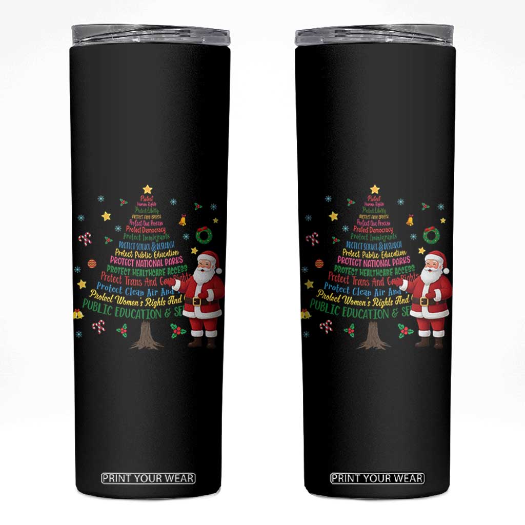 Pro Democracy Activist Christmas Tree Skinny Tumbler Human Rights Xmas Gift TS12 Black Print Your Wear