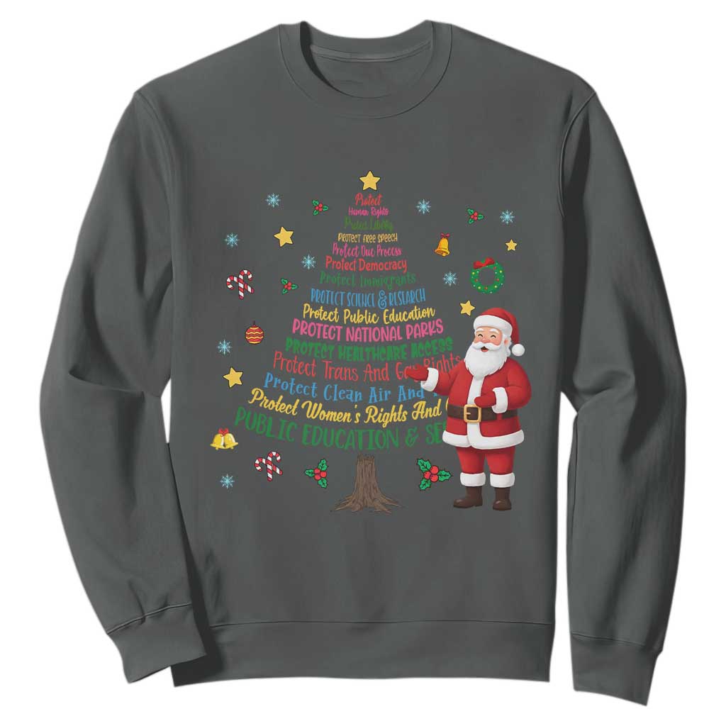Pro Democracy Activist Christmas Tree Sweatshirt Human Rights Xmas Gift TS12 Dark Heather Print Your Wear