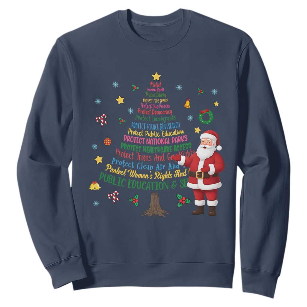 Pro Democracy Activist Christmas Tree Sweatshirt Human Rights Xmas Gift TS12 Navy Print Your Wear