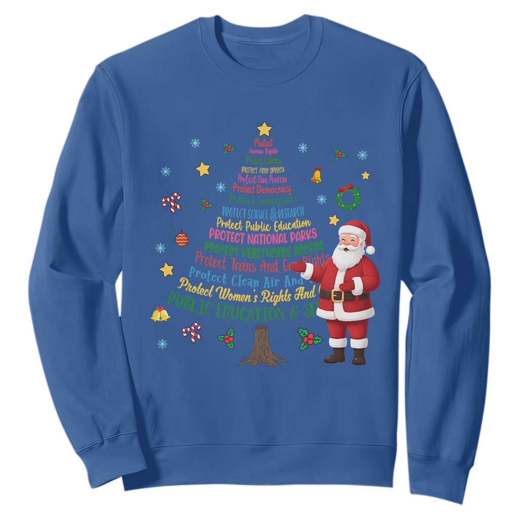 Pro Democracy Activist Christmas Tree Sweatshirt Human Rights Xmas Gift TS12 Royal Blue Print Your Wear