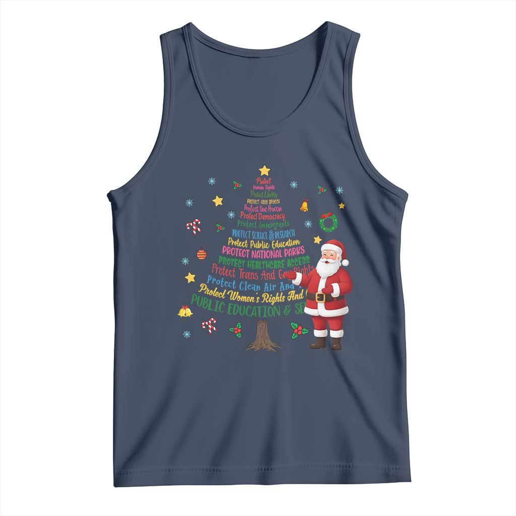 Pro Democracy Activist Christmas Tree Tank Top Human Rights Xmas Gift TS12 Navy Print Your Wear