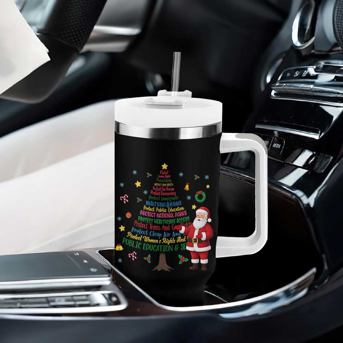 Pro Democracy Activist Christmas Tree Tumbler With Handle Human Rights Xmas Gift TS12 Print Your Wear