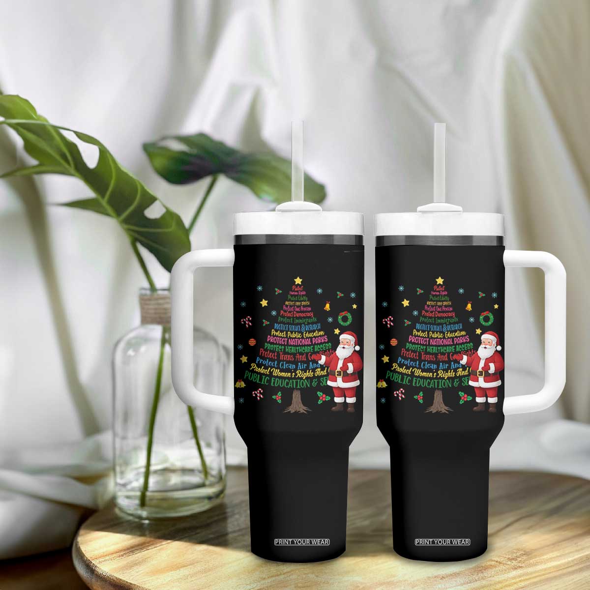 Pro Democracy Activist Christmas Tree Tumbler With Handle Human Rights Xmas Gift TS12 Print Your Wear