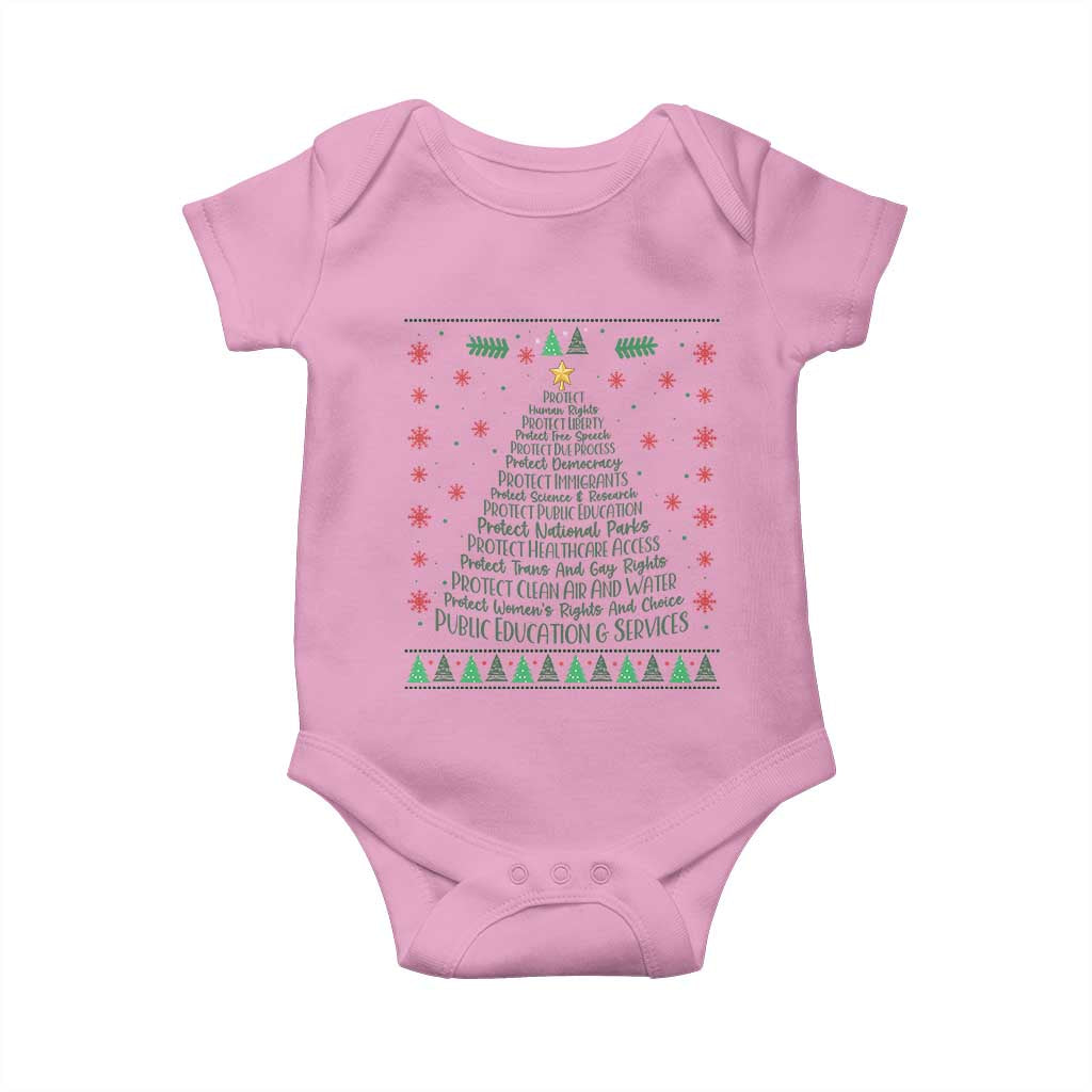 Ugly Activist Christmas Tree Baby Onesie Human Rights Xmas Gift TS12 Light Pink Print Your Wear