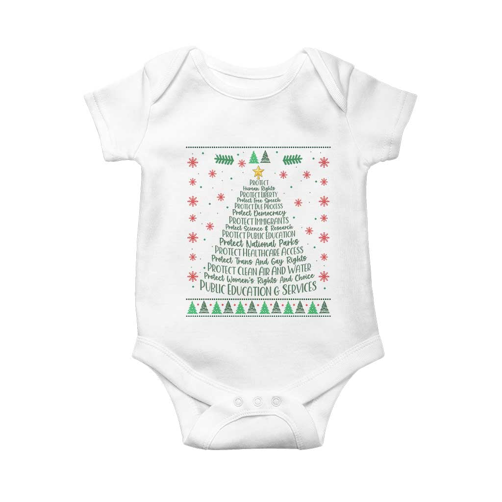 Ugly Activist Christmas Tree Baby Onesie Human Rights Xmas Gift TS12 White Print Your Wear