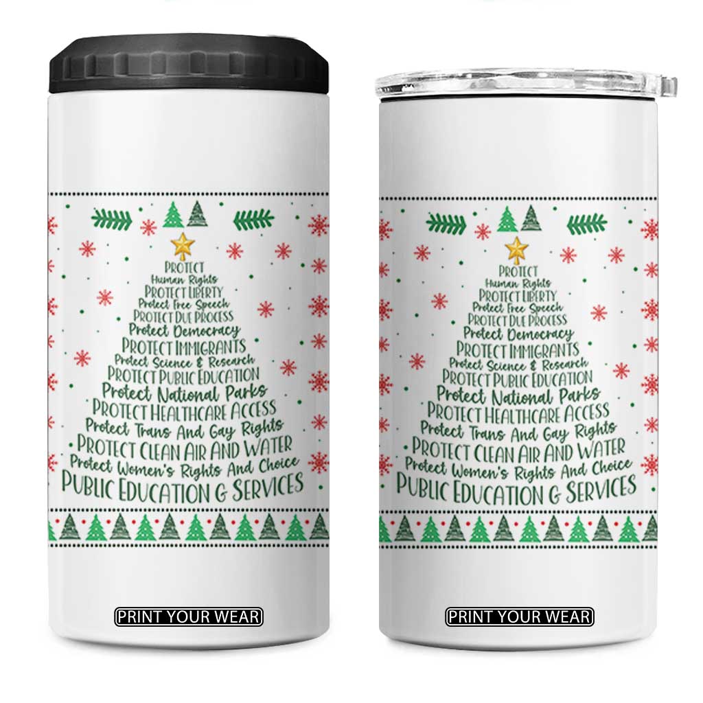 Ugly Activist Christmas Tree 4 in 1 Can Cooler Tumbler Human Rights Xmas Gift TS12 One Size: 16 oz White Print Your Wear