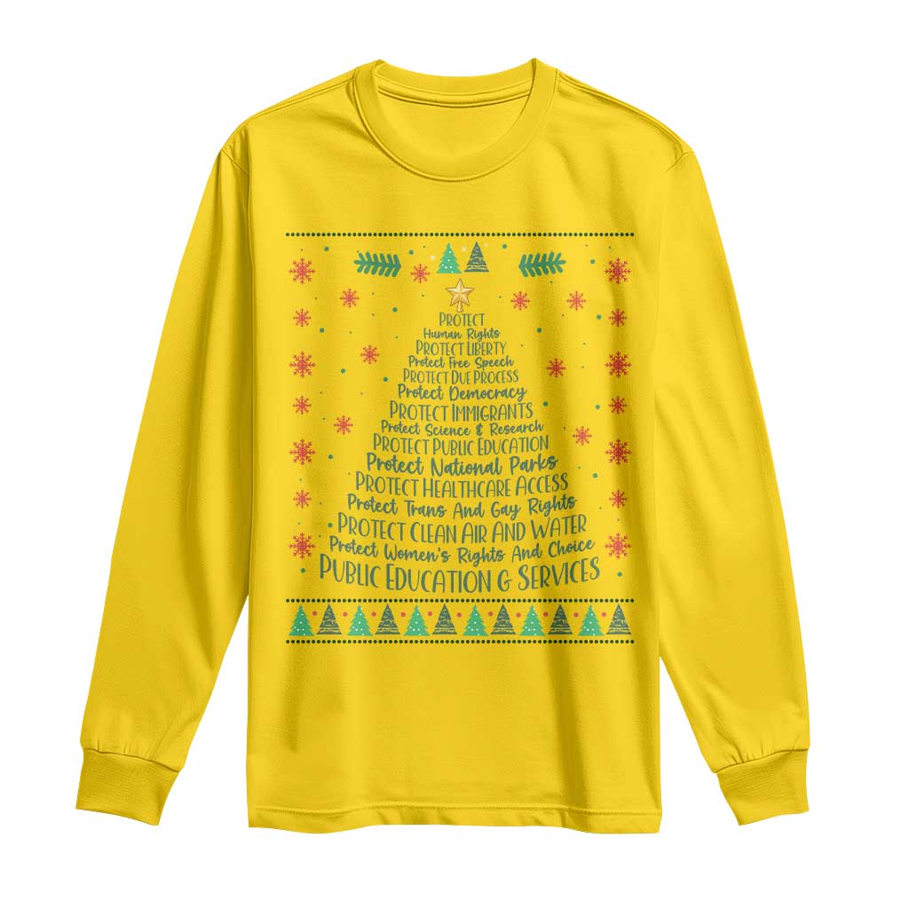 Ugly Activist Christmas Tree Long Sleeve Shirt Human Rights Xmas Gift TS12 Daisy Print Your Wear